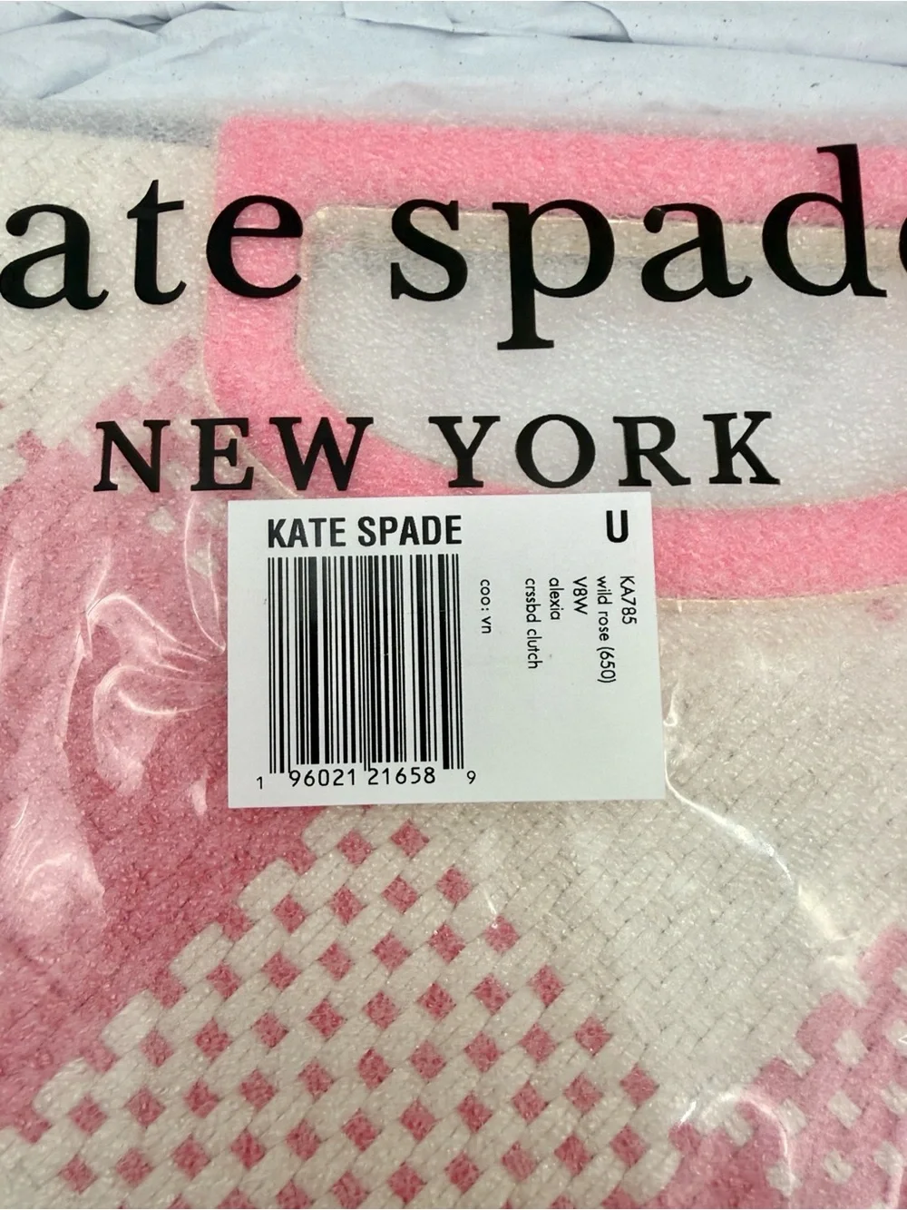 Kate Spade New York Alexia Gingham Crossbody Clutch Bag Wild Rose Pink